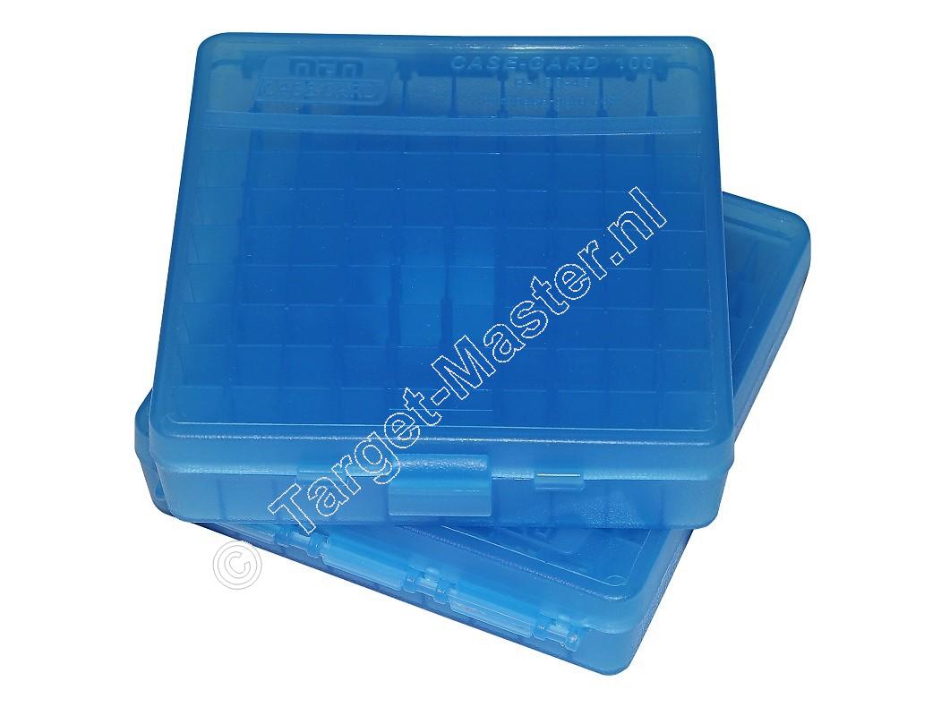 MTM P100-44 Flip-Top Ammo Box CLEAR BLUE content 100